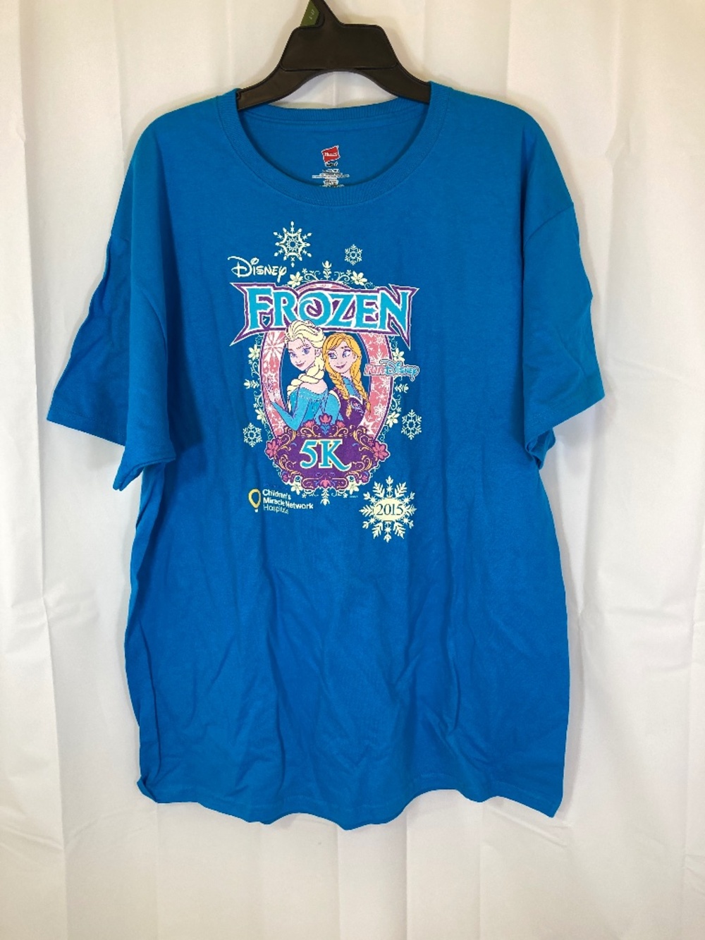 2015 runDisney Princess 5K Shirt Sz XL Unisex Blue Frozen Anna Elsa Disney